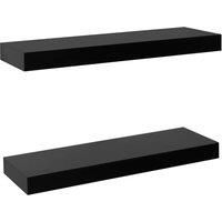 vidaXL Floating Wall Shelves Set of 2 | 40x20x3.8 cm | Black | MDF Material | Scandinavian Style - Ideal for Living Room, Bedroom, Office