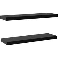 vidaXL Floating Wall Shelves - Set of 2 - Black MDF - Ideal for Living Room, Bedroom and Office - Scandinavian Style