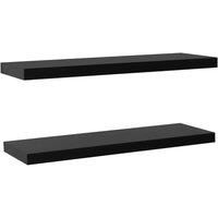 vidaXL Floating Wall Shelves 2 pcs, Black Modern Design, Easy to Install, Compact Size, Durable Painted MDF, Ideal Storage for Home, Office or Dorm