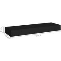 vidaXL Floating Wall Shelf with Drawer in Black - Space-saving, Wall-Mounted Storage Unit for Living Room, Bedroom, Office - Max. Load 5 kg