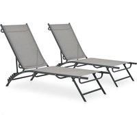 2x Sun Lounger Textilene and Steel Outdoor Furniture Garden Seating vidaXL