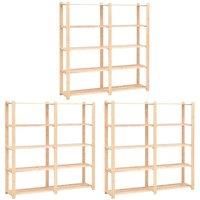 vidaXL 3x Solid Pinewood 5-Tier Storage Racks Household Workshop Organiser Display Unit Stand Shelf Furniture 170x38x170cm 500kg
