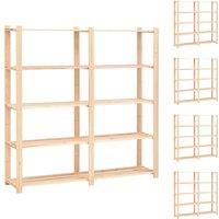 vidaXL 5-Tier Solid Pinewood Storage Racks- Multipurpose, Heavy-duty, 170x38x170 cm in Size, Can Bear Up to 500 kg, Easy to Assemble, Ideal for Home or Workplace