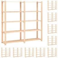 vidaXL 10x Solid Pinewood 5-Tier Storage Racks Household Workshop Organiser Display Unit Stand Shelf Furniture 170x38x170cm 500kg