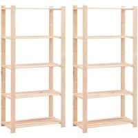 vidaXL 2x Solid Pinewood 5-Tier Storage Racks Household Workshop Organiser Display Unit Stand Shelf Furniture 80x38x170cm 250kg
