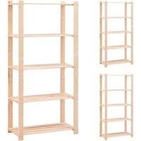 vidaXL 3x Solid Pinewood 5-Tier Storage Racks Household Workshop Organiser Display Unit Stand Shelf Furniture 80x38x170cm 250kg