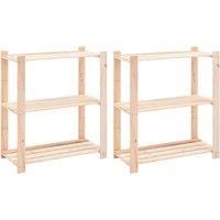 vidaXL 2x Solid Pinewood 3-Tier Storage Racks Household Workshop Organiser Display Unit Stand Shelf Furniture 80x38x90cm 150kg