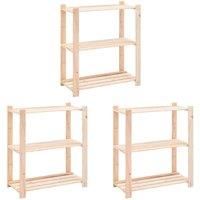 Vidaxl 3-tier Storage Racks 3 Pcs 80X38X90 Cm Solid Pinewood 150 Kg