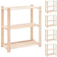 1/2/3/5/10x Solid Pinewood 3-Tier Storage 80x38x90cm 150kg Organiser vidaXL