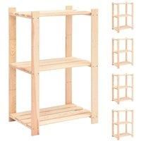 Vidaxl 3-tier Storage Racks 5 Pcs 60X38X90 Cm Solid Pinewood 150 Kg