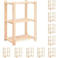 Vidaxl 3-tier Storage Racks 10 Pcs 60X38X90 Cm Solid Pinewood 150 Kg