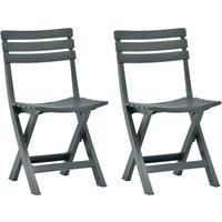 vidaXL Folding Garden Chair - Set of 2, Weather-Resistant, Compact and Lightweight, Plastic Green outdoor seating