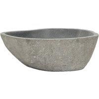 vidaXL Basin Rock Bowl Hand Face Wash Sink Plumbing Fixture for Bathroom Washroom Cloakroom Natural River Stone Oval Shape 37-46 cm