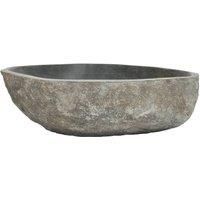 vidaXL Natural River Stone Oval Basin 45-53 cm - Stylish Anthracite Stone Sink for Bathrooms and Washrooms, Easy to Clean, Unique Oval Design
