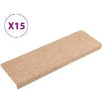 vidaXL Needle-Punched Stair Mats – Set of 15 – Brown Polypropylene Anti-Slip Safety Mats – 65x21x4 cm – Easy Installation