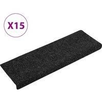 vidaXL Needle-Punched Black Stair Mats - Anti Slip, Durable, Easy to Install, Set of 15