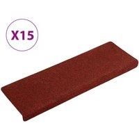 vidaXL Stair Mats - Set of 15 Needle-Punch Fabric Step Mats in Red | Non-Slip, Sound Dampening, Easy to Install & Washable