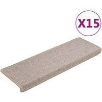 vidaXL - Carpet Stair Treads | Set of 15 | Taupe | 100% PP Tufted | Noise Damping | Non-slip | Washable and Foldable