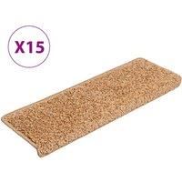vidaXL Carpet Stair Treads 15 pcs 65x21x4 cm Beige