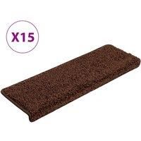 vidaXL Carpet Stair Treads 15 pcs 65x21x4 cm Brown
