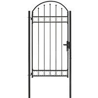 Fence Gate with Arched Top Steel Black Outdoor Garden Door Multi Sizes vidaXL