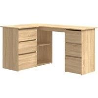 vidaXL Corner Desk Sonoma Oak 145x100x76 cm Engineered Wood, Brown