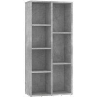 vidaXL Book Cabinet - Concrete Grey Engineered Wood - Scandinavian Style, Free Standing Unit with 7 Shelves for Home or Office, 50x25x106 cm