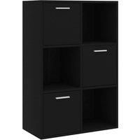 vidaXL Storage Cabinet, Black Engineered Wood, 6 Compartments, Freestanding Modern Design, Home and Office Furniture, Versatile Use, Easy Assembly