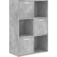 vidaXL Storage Cabinet, Modern Freestanding Bookshelf, Grey Engineered Wood, 6-Compartment Shelves, 60x29.5x90 cm, Suitable for Office, Bedroom, Living Room