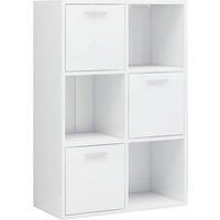 vidaXL Storage Cabinet with High Gloss White Finish – Engineered Wood Bookcase & Display Shelf with 6 Compartments for Living Room, Office, Bedroom – Freestanding Organiser Furniture