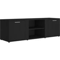 vidaXL Engineered Wood TV Cabinet - Stylish Black TV Stand with storage compartments and doors