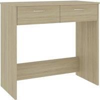vidaXL Desk with Drawers Easy to Clean Living Room Office Furniture Corner Computer Desk Office Workstation Sonoma Oak 80x40x75cm Chipboard