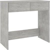 vidaXL Modern Engineered Wood Desk in Concrete Grey, Compact 80x40x75 cm Size, Two Drawers, Easy to Assemble & Clean, Ideal for Study & Workspace
