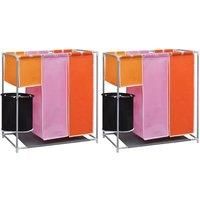 3-Section Laundry Sorter Hampers 1/2x with a Washing Bin Bag Foldable vidaXL