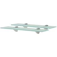 vidaXL 2pcs Transparent Floating Shelves - Glass Wall Shelf for Living Room, Bedroom, Bathroom, Office - Modern Style Storage Space with Zinc Alloy Brackets