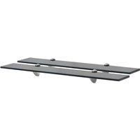 vidaXL Set of 2 Floating Shelves in Black Glass, Modern Wall-Mounted Shelving for Bathroom, Living Room or Bedroom, with Durable Zinc Alloy Brackets