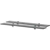 vidaXL Floating Wall Shelves, Set of 2, Black, Tempered Safety Glass Material, Durable Zinc Alloy Brackets, Modern Stylish Look, Easy Assembly, Versatile Application. Perfect Size for any Room.