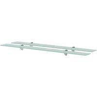 vidaXL Set of 2 Glass Floating Shelves Wall Mounted Display Stand for Bedroom, Living Room, Bathroom–Transparent and Durable Material–Modern Style