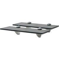 vidaXL Floating Shelves Set of 2 - Modern Glass Wall Shelves for Living Room, Bedroom, Bathroom, Office - Black, Easy Assembly, 30x20 cm, 8mm