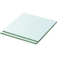 vidaXL Clear Glass Panel Shelves, Set of 2, Strong and Durable, Suitable for Slatwall Display, Easy to Clean, Perfect for Homes or Shops, 30x30 cm