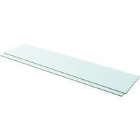 vidaXL Clear Glass Panel Shelves – Versatile Tempered Glass Wall Shelves for Home and Office, Set of 2, Transparent, 110x25cm