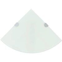 vidaXL Set of 2 Corner Shelves - Tempered Glass with Chrome Supports - Easy Installation - Modern White Wall Mounted Shelves - Ideal for Displaying Awards, Collectables, Decorative Ornaments and More