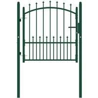 Fence Gate with Spikes Steel Garden Barrier Green/Black Multi Sizes vidaXL