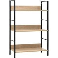vidaXL 3-Layer Book Shelf in Oak and Black Engineered Wood Steel with Ample Storage - Freestanding Display for Living Room, Office, Hallway