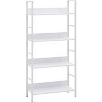 vidaXL - White 4-Layer Book Shelf/Cabinet in Engineered Wood and Steel - Compact Design for Space-Saving, Indoor or Patio Use, Easy Assembly, 60x27.6x124.5 cm