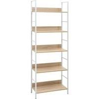 vidaXL 5-Layer Oak Book Shelf - Engineered Wood and Steel, 60x27.6x158.5 cm, for Living Room, Kitchen, Office, Outdoor Decor Display