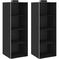 vidaXL Hanging Closet Organisers with 4 Shelves in Durable Fabric, 2 pcs Set in Black and White, Compact and Foldable for Easy Storage