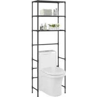 vidaXL Stainless Steel 3-Tier Storage Rack - Over Toilet, Freestanding Bathroom and Laundry Organizer Shelf, Easy Assembly, Versatile use - Black