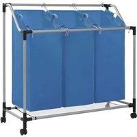 Laundry Sorter with 3/4 Bags Blue Steel Clothes Basket Multi Colours vidaXL