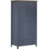 vidaXL 2-Door Wardrobe Hill Grey 89x50x170 cm Solid Pine Wood
